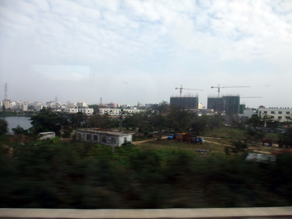 The town of Wanning, viewed from the train from Sanya to Haikou