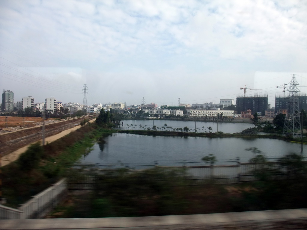 The town of Wanning, viewed from the train from Sanya to Haikou