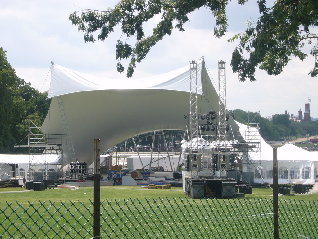 Tent on the field in front of the U.S. Capitol