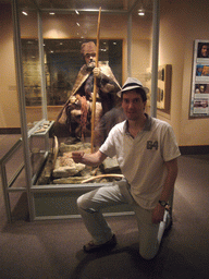 Tim and a model of a prehistoric man in the National Museum of Natural History