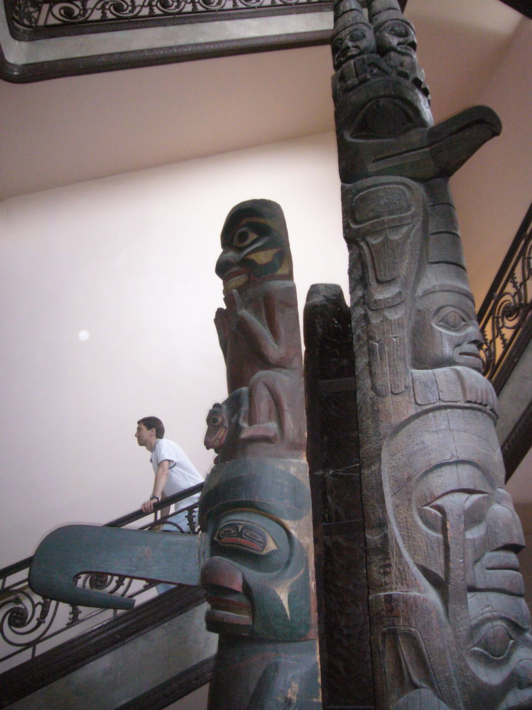 Tim and totem poles in the National Museum of Natural History