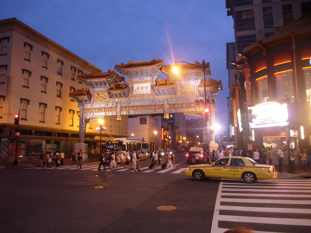 The gate of Chinatown, by night