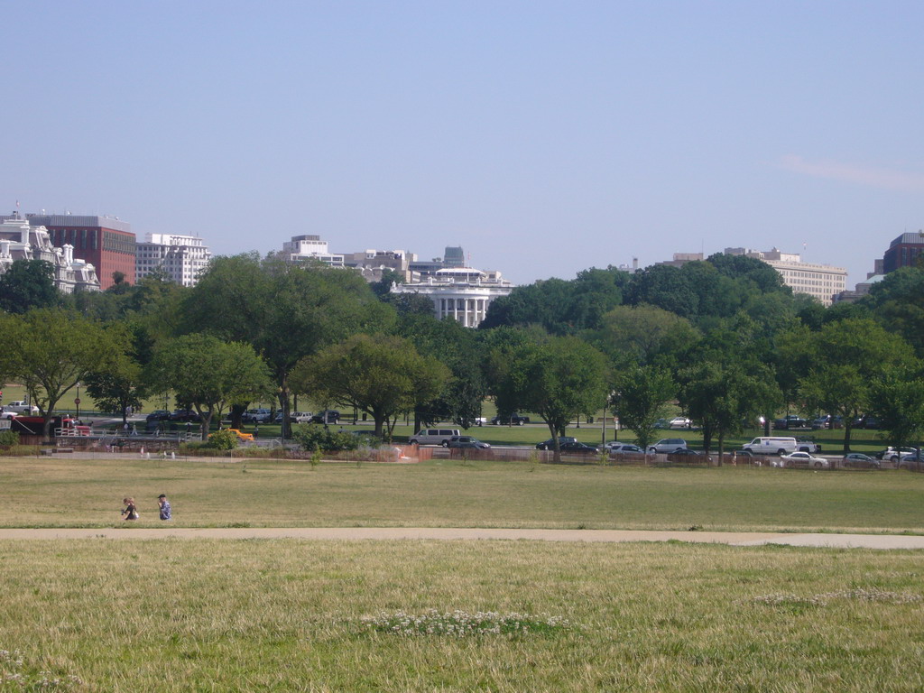 The Ellipse and the White House, from below the Washington Monument