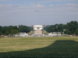 The National World War II Memorial and the Lincoln Memorial, from below the Washington Monument