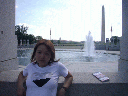 Miaomiao at the National World War II Memorial and the Washington Monument