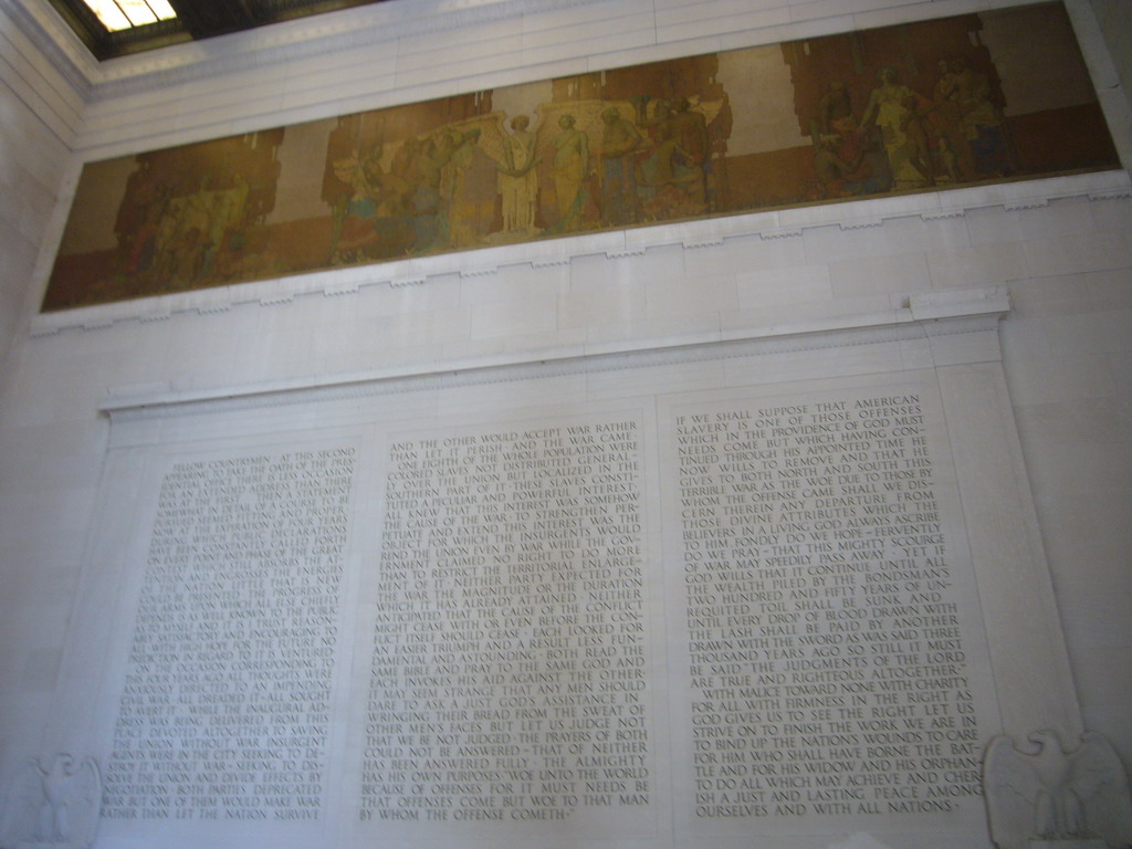 Inscription of a speech of Lincoln on a wall in the Lincoln Memorial