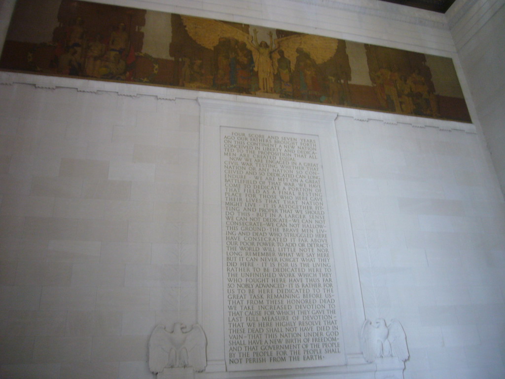 Inscription of a speech of Lincoln on a wall in the Lincoln Memorial