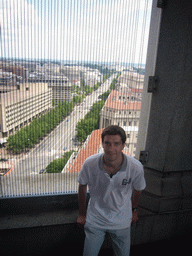 Tim and a view on the U.S. Capitol, from the Old Post Office Pavilion