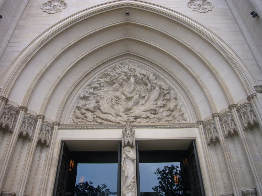 Sculpture at the front of the Washington National Cathedral