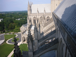 View from the top floor of the Washington National Cathedral on the northeast side of the cathedral, and surroundings