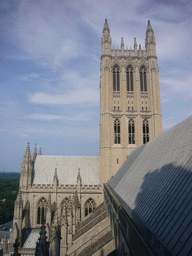 View from the top floor of the Washington National Cathedral on the northeast side of the cathedral, including tower
