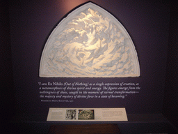 Sculpture, with explanation, on the top floor of the Washington National Cathedral