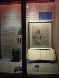 Old drawing of and explanation on the cathedral`s gothic design, on the top floor of the Washington National Cathedral