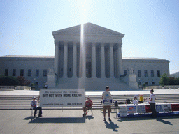 The Supreme Court of the United States, with protestors against the death penalty