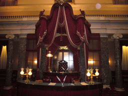 The desks of the President of the Senate, the Secretary of the Senate and the Chief Clerk, in the Old Senate Chamber in the U.S. Capitol