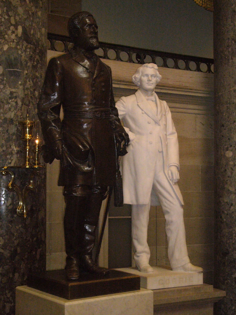 Two statues (one of them with `Corrie` inscribed) in the National Statuary Hall in the U.S. Capitol