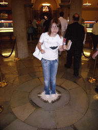 Miaomiao on the star that marks the center of the four quadrants of the city, in the Crypt of the U.S. Capitol