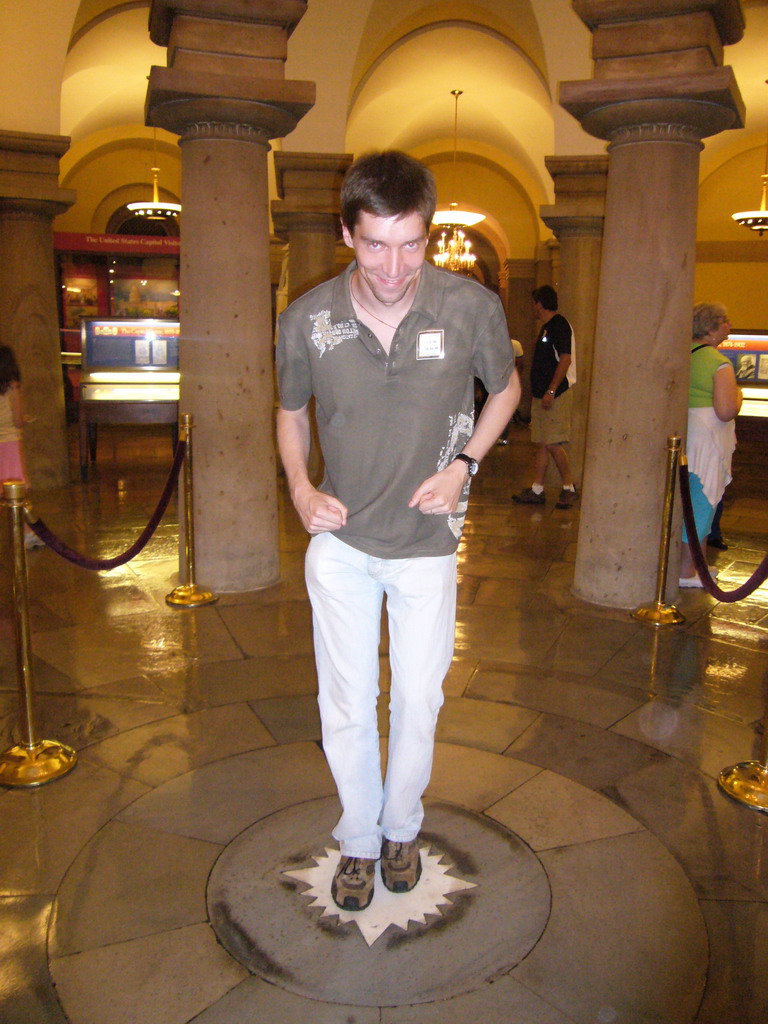 Tim on the star that marks the center of the four quadrants of the city, in the Crypt of the U.S. Capitol