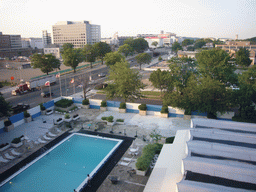 The swimming pool, and surroundings, at the back of the Best Western Capitol Skyline hotel