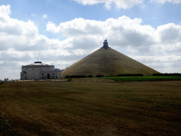 The Panorama of the Battle of Waterloo building and the Lion`s Mound, viewed from the Route du Lion road