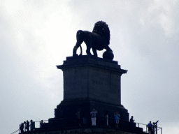 The Lion statue on top of the Lion`s Mound, viewed from the Route du Lion road