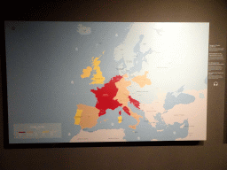 Map `The Height of the Napoleonic Empire` at the Lower Floor of the Mémorial 1815 museum, with explanation