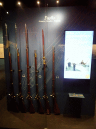 Firearms at the Lower Floor of the Mémorial 1815 museum, with explanation