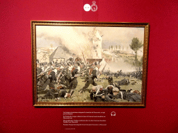 Painting `Prussian Troops Storming the French Occupied Cemetery at Plancenoit` by Carl Roechling, at 16:30 of the timeline of the Battle of Waterloo, at the Upper Floor of the Mémorial 1815 museum