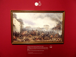 Painting `The Defence of Le Haye Saint by the King`s German Legion` by Adolf Northern, at 18:30 of the timeline of the Battle of Waterloo, at the Upper Floor of the Mémorial 1815 museum
