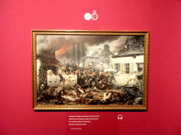 Painting `Prussians Attack Plancenoit` by Adolf Northern, at 19:00 of the timeline of the Battle of Waterloo, at the Upper Floor of the Mémorial 1815 museum