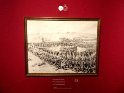 Drawing `Assault of the Imperial Guards` by Jean Augé, at 19:30 of the timeline of the Battle of Waterloo, at the Upper Floor of the Mémorial 1815 museum