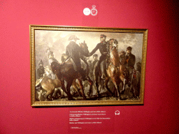 Painting `Blücher and Wellington meet near La Belle Alliance` by Adolf von Menzel, at 21:00 of the timeline of the Battle of Waterloo, at the Upper Floor of the Mémorial 1815 museum