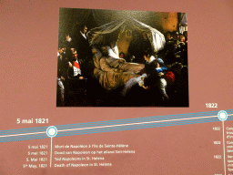 Painting of the death of Napoleon in St. Helena at the Upper Floor of the Mémorial 1815 museum, with explanation