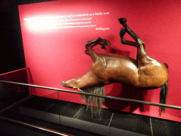 Statue of a horse with a quote from the Duke of Wellington at the Lower Floor of the Mémorial 1815 museum
