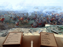 Sections `Counter Attack of the Dutch Cavalry` and `Mont St. Jean Farm - Hospital of the Allies` of the Panorama of the Battle of Waterloo, viewed from the Upper Floor of the Panorama of the Battle of Waterloo building, with explanation