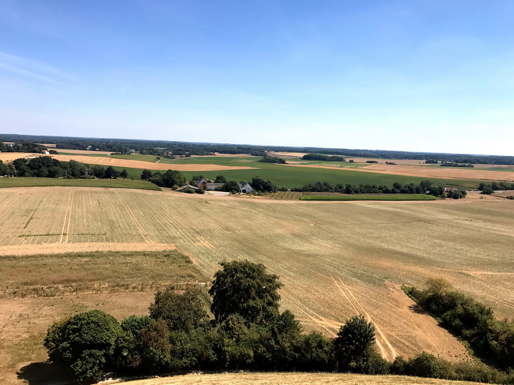 The area east of the Lion`s Mound with the Ferme de la Hale Sainte farm, viewed from the top