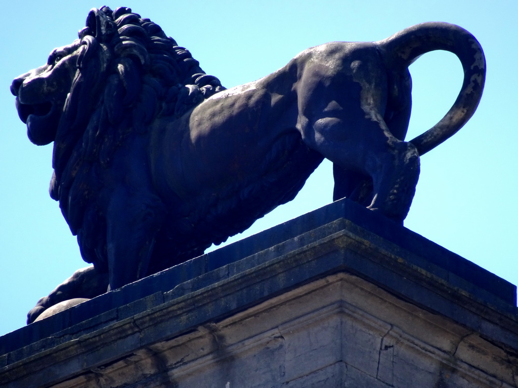 The Lion statue on top of the Lion`s Mound