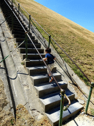 Max on the staircase of the Lion`s Mound