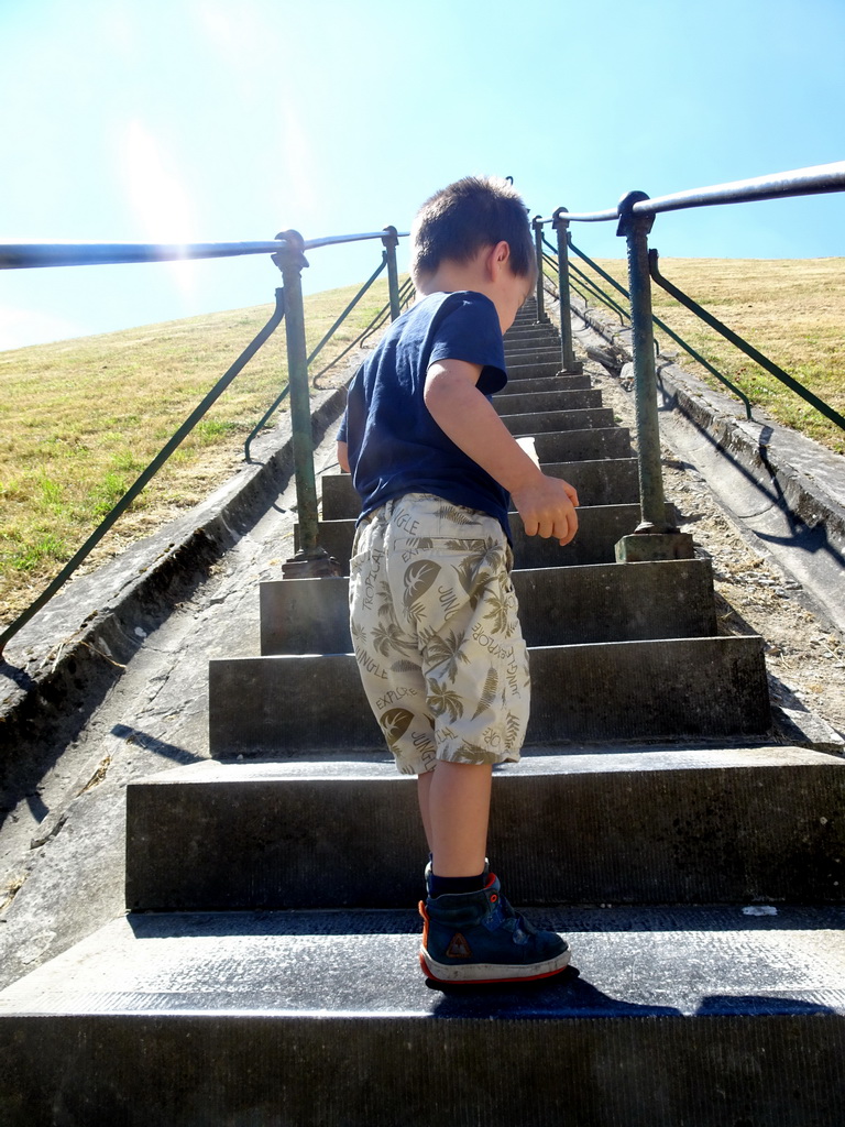 Max on the staircase of the Lion`s Mound