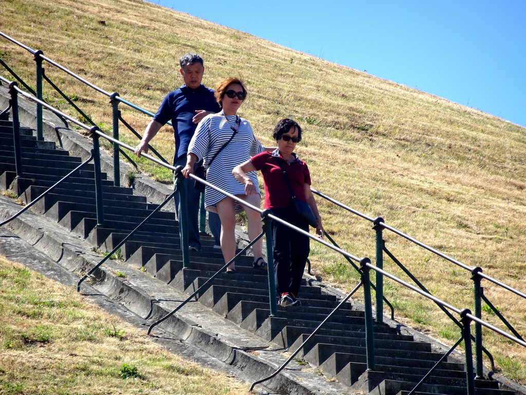 Miaomiao and her parents on the staircase of the Lion`s Mound