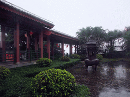 Gallery and incense burner at the Yuchan Palace at the Hainan Wenbifeng Taoism Park