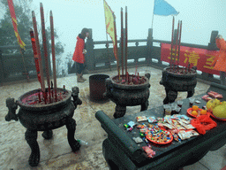 Incense burning at the upper platform of the Yuchan Palace at the Hainan Wenbifeng Taoism Park