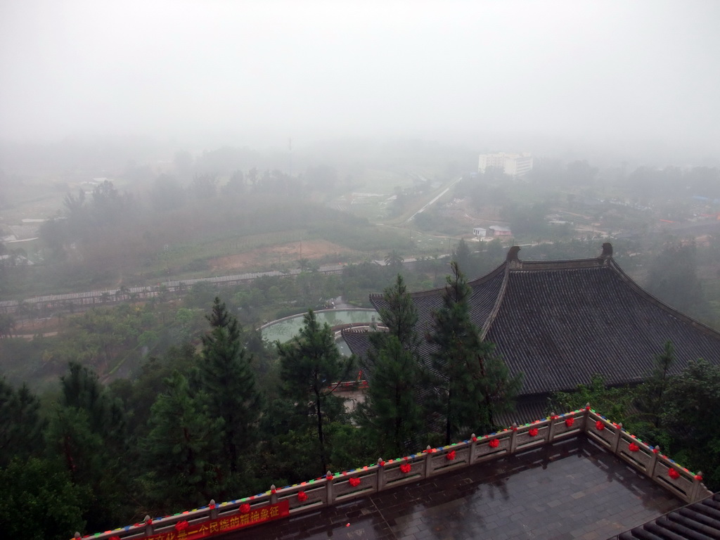 View on the eastern side of the Yuchan Palace at the Hainan Wenbifeng Taoism Park, from a higher level of a temple