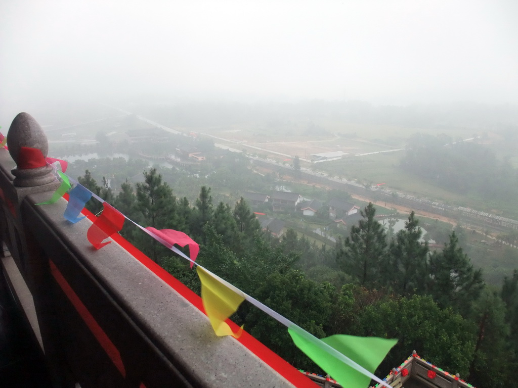 View on the eastern side of the Yuchan Palace at the Hainan Wenbifeng Taoism Park, from a higher level of a temple