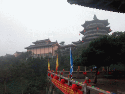 Temples and pavilion at the south part of the Yuchan Palace, viewed from a higher level of a temple, at the Hainan Wenbifeng Taoism Park