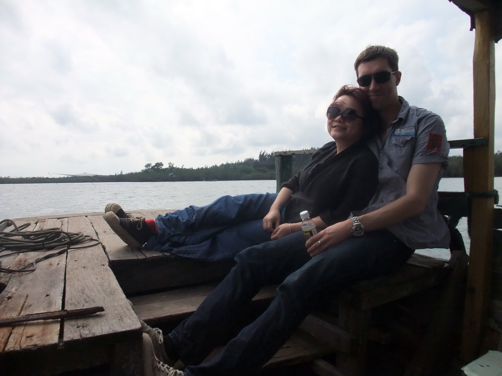 Tim and Miaomiao on the tour boat at Bamenwan Bay