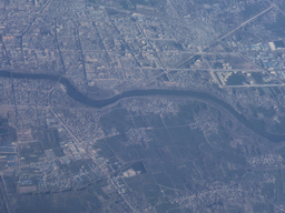 City in South China, viewed from the airplane from Amsterdam