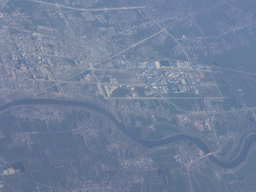 City in South China, viewed from the airplane from Amsterdam