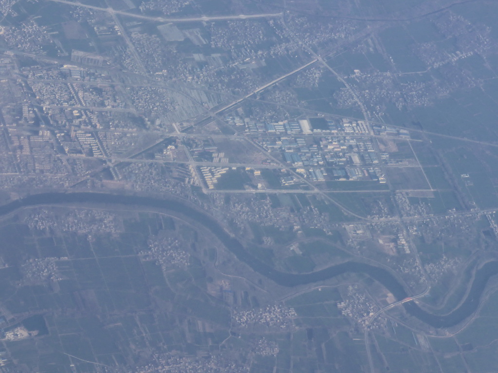 City in South China, viewed from the airplane from Amsterdam