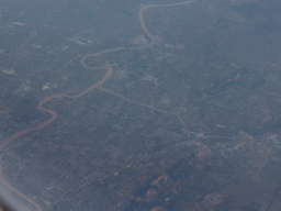 Towns and river in South China, viewed from the airplane from Amsterdam